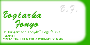 boglarka fonyo business card